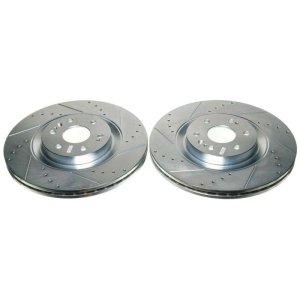 Chevrolet Tahoe Brake Rotors (2) - Front - PowerStop - Evolution Drilled & Slotted - Silver Zinc - `21-`22