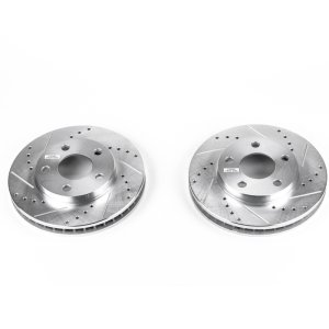 Buick Century Brake Rotors (2) - Front - PowerStop - Evolution Drilled & Slotted - Silver - `97-`05
