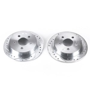 Buick Century Brake Rotors (2) - Rear - PowerStop - Evolution Drilled & Slotted - Silver - `04-`05
