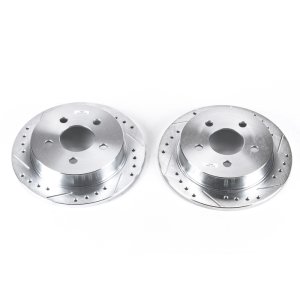 Buick Century Brake Rotors (2) - Rear - PowerStop - Evolution Drilled & Slotted - Silver - `04-`05