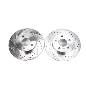 Buick Park Avenue Brake Rotors (2) - Rear - PowerStop - Evolution Drilled & Slotted - Silver - `03-`05 Buick Park Avenue Brake Rotors (2) - Rear - PowerStop - Evolution Drilled & Slotted - Silver - `03-`05