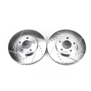 Buick Rendezvous Brake Rotors (2) - Front - PowerStop - Evolution Drilled & Slotted - Silver - `02-`06
