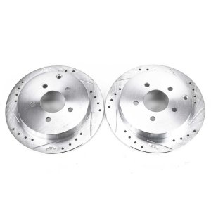 Buick Rendezvous Brake Rotors (2) - Rear - PowerStop - Evolution Drilled & Slotted - Silver - `02-`07
