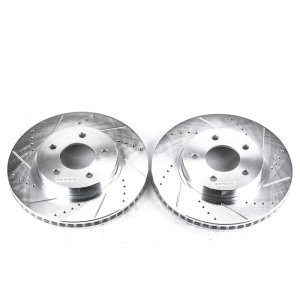Chevrolet Equinox Brake Rotors (2) - Front - PowerStop - Evolution Drilled & Slotted - Silver - `05-`06