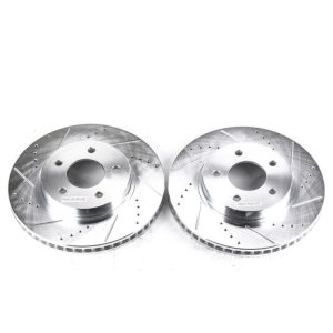 Chevrolet Equinox Brake Rotors (2) - Front - PowerStop - Evolution Drilled & Slotted - Silver - `05-`06
