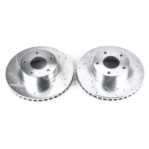 Pontiac GTO Brake Rotors (2) - Front - PowerStop - Evolution Drilled & Slotted - Silver - 2004
