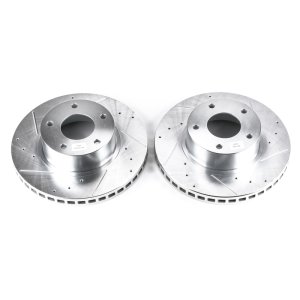 Pontiac GTO Brake Rotors (2) - Front - PowerStop - Evolution Drilled & Slotted - Silver - 2004
