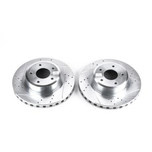 Pontiac GTO Brake Rotors (2) - Front - PowerStop - Evolution Drilled & Slotted - Silver Zinc - `05-`06
