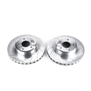 Pontiac GTO Brake Rotors (2) - Front - PowerStop - Evolution Drilled & Slotted - Silver Zinc - `05-`06