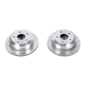 Pontiac GTO Brake Rotors (2) - Rear - PowerStop - Evolution Drilled & Slotted - Silver - `05-`06