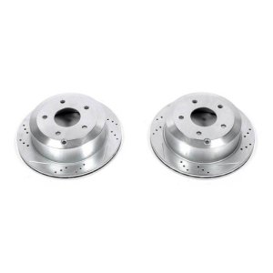 Pontiac GTO Brake Rotors (2) - Rear - PowerStop - Evolution Drilled & Slotted - Silver - `05-`06