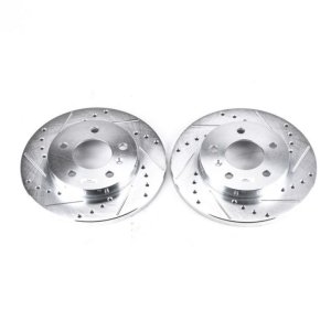 Buick Allure Brake Rotors (2) - Rear - PowerStop - Evolution Drilled & Slotted - Silver - `05-`09