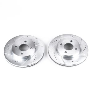 Chevrolet Cobalt Brake Rotors (2) - Front - PowerStop - Evolution Drilled & Slotted - Silver - `05-`10