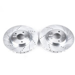 Chevrolet Cobalt Brake Rotors (2) - Front - PowerStop - Evolution Drilled & Slotted - Silver - `05-`08