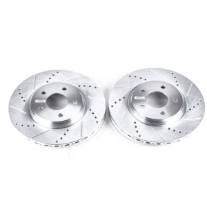 Chevrolet Cobalt Brake Rotors (2) - Front - PowerStop - Evolution Drilled & Slotted - Silver - `05-`08