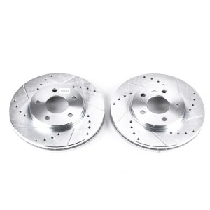 Chevrolet Malibu Brake Rotors (2) - Front - PowerStop - Evolution Drilled & Slotted - Silver - `04-`08