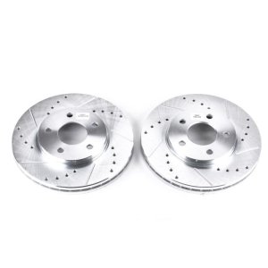 Chevrolet Malibu Brake Rotors (2) - Front - PowerStop - Evolution Drilled & Slotted - Silver - `04-`08