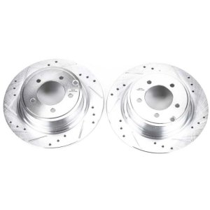 Dodge Caliber Brake Rotor (2) - Rear - PowerStop - Evolution Drilled & Slotted - Silver Zinc Plated - `08-`09