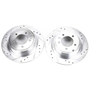 Mitsubishi Outlander Brake Rotor (2) - Rear - PowerStop - Evolution Drilled & Slotted - Silver Zinc Plated - `08-`13