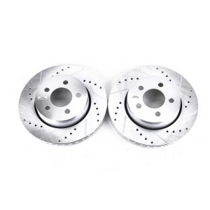 Dodge Nitro Brake Rotors (2) - Front - PowerStop - Evolution Drilled & Slotted Zinc Plated - Silver - `07-`11
