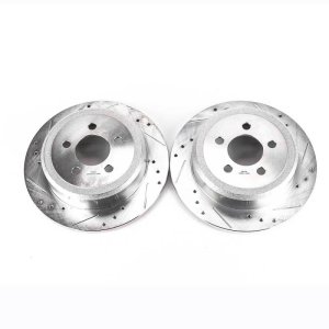 Dodge Nitro Brake Rotors (2) - Rear - PowerStop - Evolution Drilled & Slotted - Silver - `07-`11
