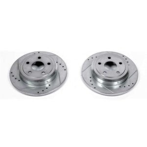 Dodge Durango Brake Rotors (2) - Rear - PowerStop - Evolution Drilled & Slotted - Silver Zinc - `11-`19