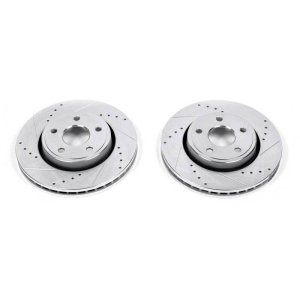 Dodge Durango Brake Rotors (2) - Front - PowerStop - Evolution Drilled & Slotted - Silver - `11-`19