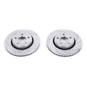 Dodge Durango Brake Rotors (2) - Front - PowerStop - Evolution Drilled & Slotted - Silver - `11-`19