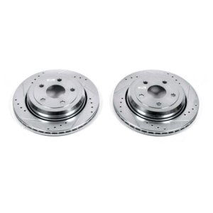 Dodge Durango Brake Rotors (2) - Rear - PowerStop - Evolution Drilled & Slotted - Silver - `11-`19