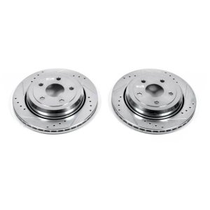 Dodge Durango Brake Rotors (2) - Rear - PowerStop - Evolution Drilled & Slotted - Silver - `11-`19