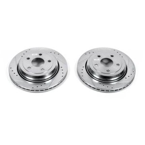 Dodge Durango Brake Rotors (2) - Rear - PowerStop - Evolution Drilled & Slotted - Silver - `11-`19