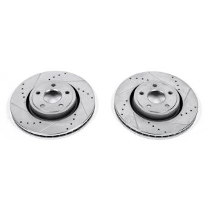 Dodge Durango Brake Rotors (2) - Front - PowerStop - Evolution Drilled & Slotted - Silver - `11-`19