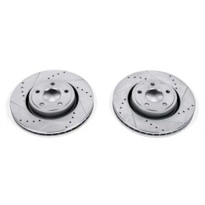 Dodge Durango Brake Rotors (2) - Front - PowerStop - Evolution Drilled & Slotted - Silver - `11-`19