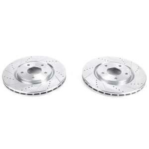 Chrysler Pacifica Brake Rotors (2) - Front - PowerStop - Evolution Drilled & Slotted - Silver - `17-`19