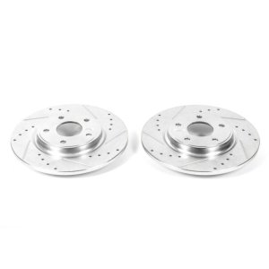 Chrysler Town & Country Brake Rotors (2) - Rear - PowerStop - Evolution Drilled & Slotted - Silver Zinc - `12-`16
