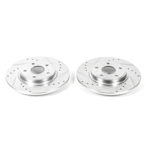 Chrysler Town & Country Brake Rotors (2) - Rear - PowerStop - Evolution Drilled & Slotted - Silver Zinc - `12-`16