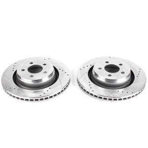 Dodge Nitro Brake Rotors (2) - Front - PowerStop - Evolution Drilled & Slotted - Silver - `09-`11