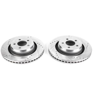 Dodge Nitro Brake Rotors (2) - Front - PowerStop - Evolution Drilled & Slotted - Silver - `09-`11