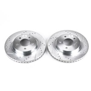 Chrysler Concorde Brake Rotors (2) - Front - PowerStop - Evolution Drilled & Slotted - Silver - `98-`04