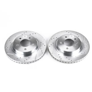 Chrysler Concorde Brake Rotors (2) - Front - PowerStop - Evolution Drilled & Slotted - Silver - `98-`04