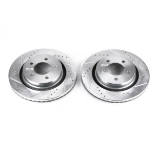 Chrysler Concorde Brake Rotors (2) - Front - PowerStop - Evolution Drilled & Slotted - Silver - `00-`04