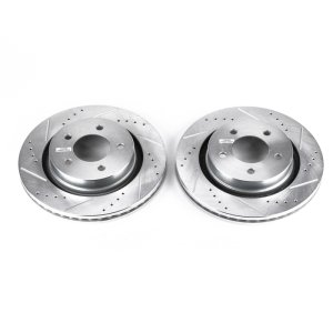 Chrysler Concorde Brake Rotors (2) - Front - PowerStop - Evolution Drilled & Slotted - Silver - `00-`04