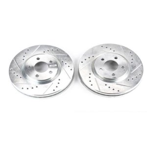 Chrysler PT Cruiser Brake Rotors (2) - Front - PowerStop - Evolution Drilled & Slotted - Silver - `03-`09 Chrysler PT Cruiser Brake Rotors (2) - Front - PowerStop - Evolution Drilled & Slotted - Silver - `03-`09
