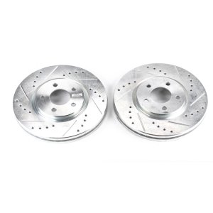 Chrysler PT Cruiser Brake Rotors (2) - Front - PowerStop - Evolution Drilled & Slotted - Silver - `03-`09