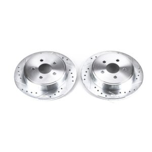 Chrysler PT Cruiser Brake Rotors (2) - Rear - PowerStop - Evolution Drilled & Slotted - Silver - `03-`07 Chrysler PT Cruiser Brake Rotors (2) - Rear - PowerStop - Evolution Drilled & Slotted - Silver - `03-`07