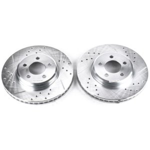 Dodge Magnum Brake Rotors (2) - Front - PowerStop - Evolution Drilled & Slotted - Silver - `05-`08