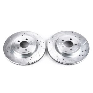 Dodge Magnum Brake Rotors (2) - Front - PowerStop - Evolution Drilled & Slotted - Silver - `05-`08