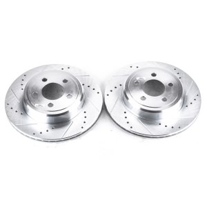 Dodge Magnum Brake Rotors (2) - Rear - PowerStop - Evolution Drilled & Slotted - Silver - `05-`08