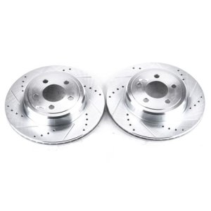 Dodge Magnum Brake Rotors (2) - Rear - PowerStop - Evolution Drilled & Slotted - Silver - `05-`08