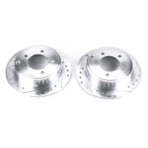 Chrysler Sebring Brake Rotor (2) - Rear - PowerStop - Evolution Drilled & Slotted - Silver - `07-`10